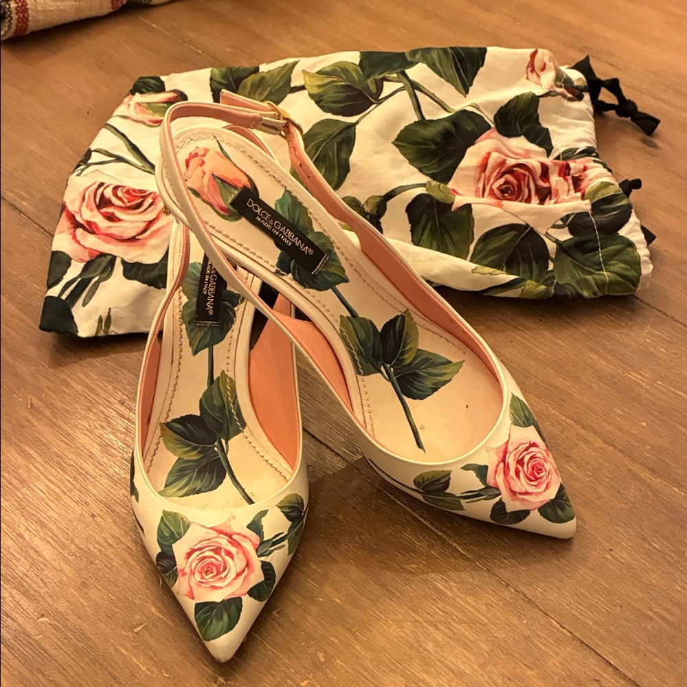 Dolce & Gabbana Cream and Pink Floral Heels